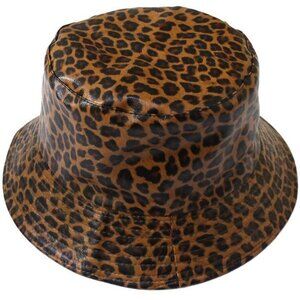 Reversible Faux Leather Leopard Print Bucket Hat